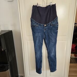 Maternity Skinny Jeans with Stretch Panel - Dark Blue